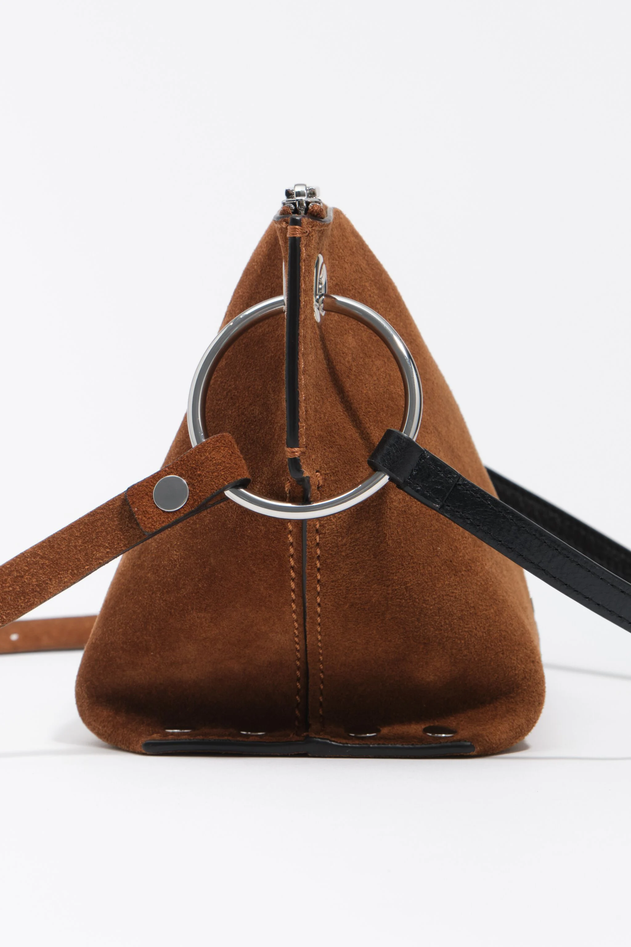 Bolsa Trapecio média em camurça cor tabaco