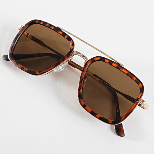 Lunettes De Soleil Doré Marron Fauve