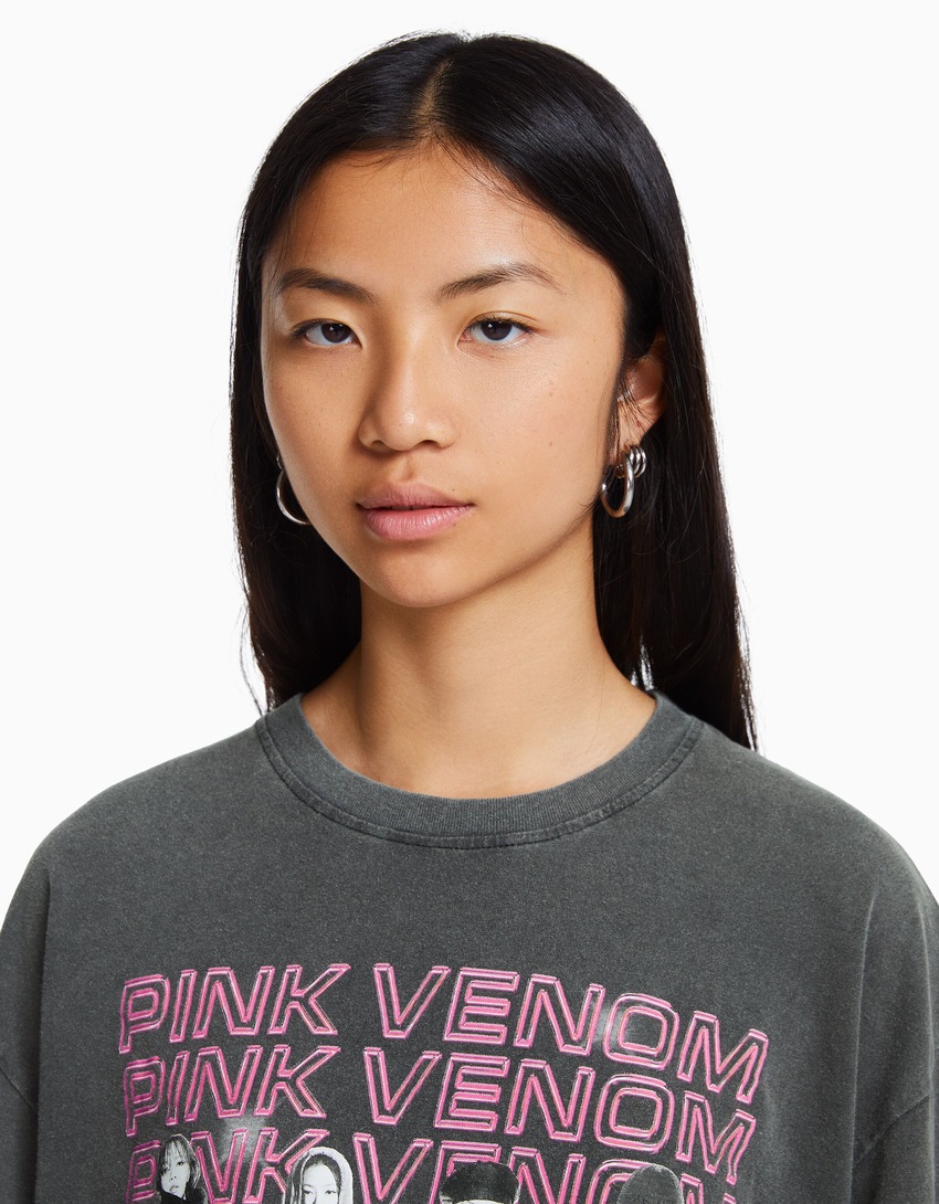 Camiseta de manga curta oversized com estampa Blackpink