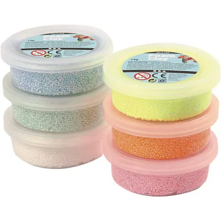 Creative Company Foam Clay Glitterset, 6 Dosen Wolkenschleim je 14 g
