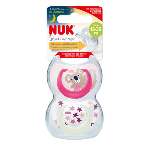 2 Sucettes STARLIGHT 18-36m Fille - NUK