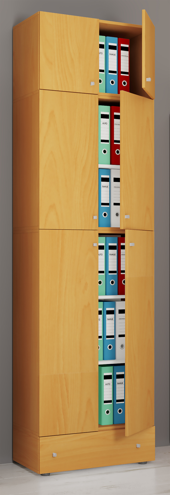 Büroschrank LONA XXL - Buche - mit Aufsatz und Schublade - 240 cm hoch