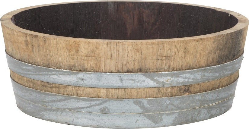 Plantenbak wijnvat naturel / grijs D 65 H 20 cm