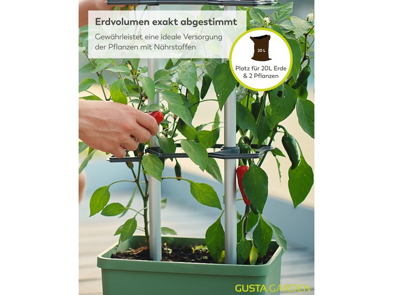 Gusta Garden Aufzuchttöpfe Charly Chili XL Dunkelgrün Chilitopf mit Rankhilfe