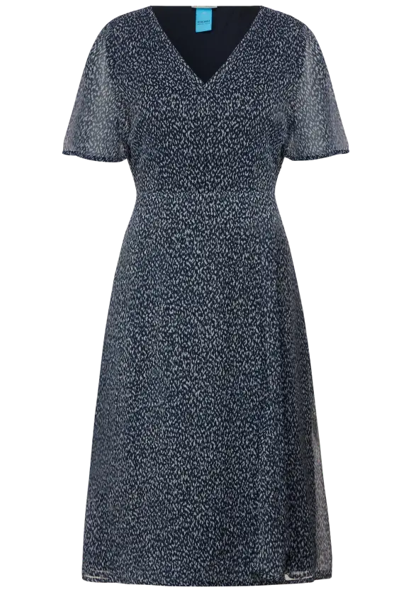 Chiffonkleid in Wickeloptik - deep blue