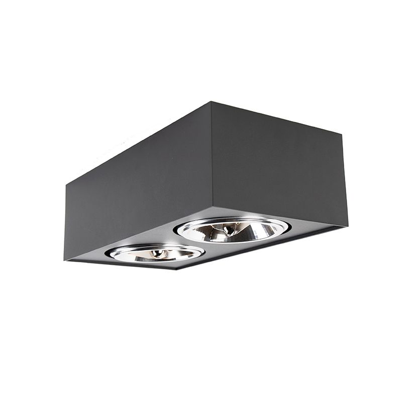 Design spot zwart vierkant 2-lichts - Kaya