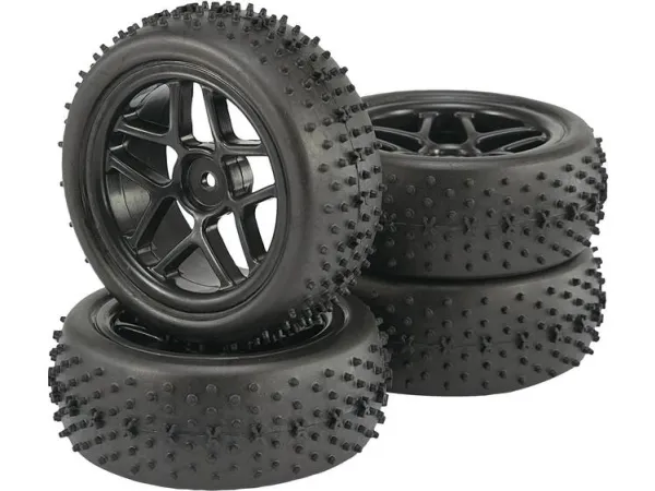 Reely 1:10 Buggy Komplette hjul Spike 5 dobbelte eger Sort 2 stk
