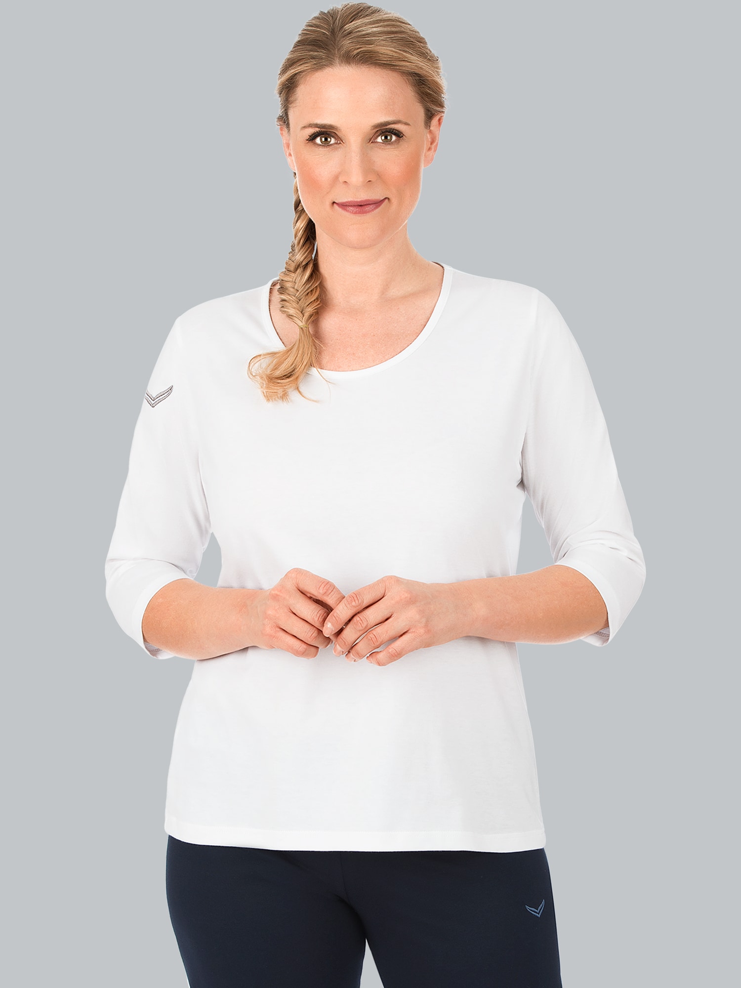3/4 Arm Shirt aus Biobaumwolle Weiss-C2C
