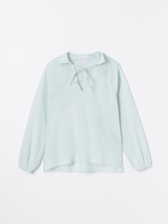 Camisa rústica de manga comprida - Azul claro