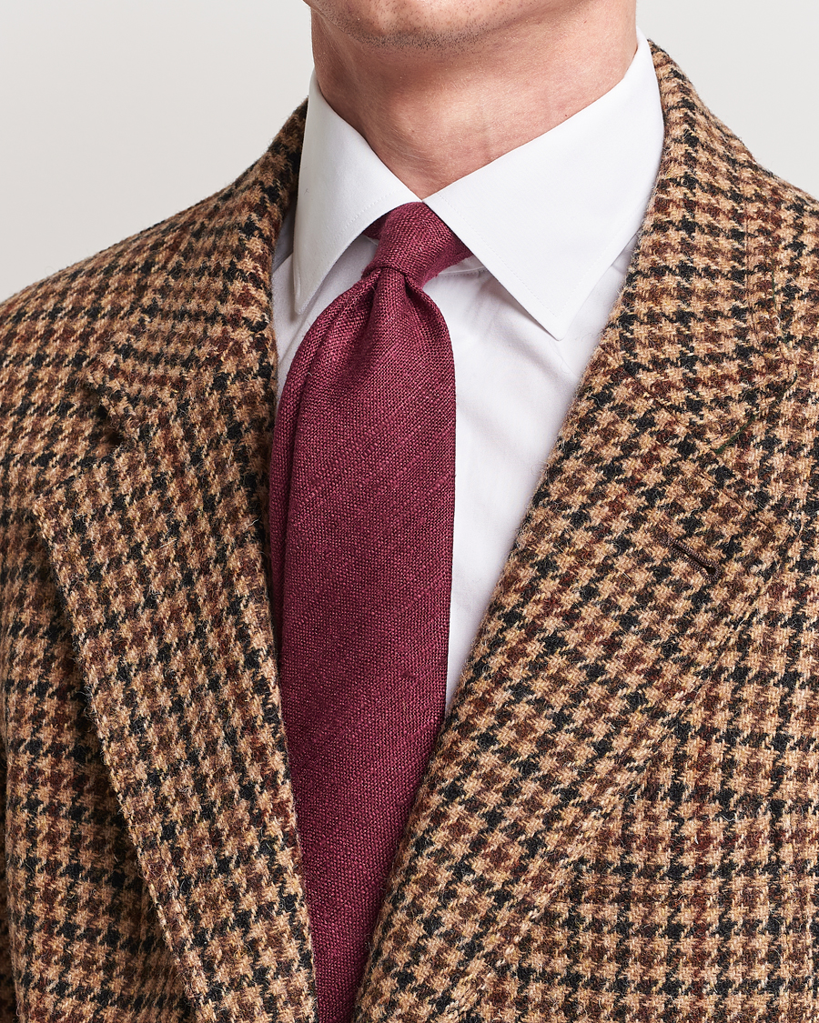 Drake's Silk Tussah Handrolled Tie Wine