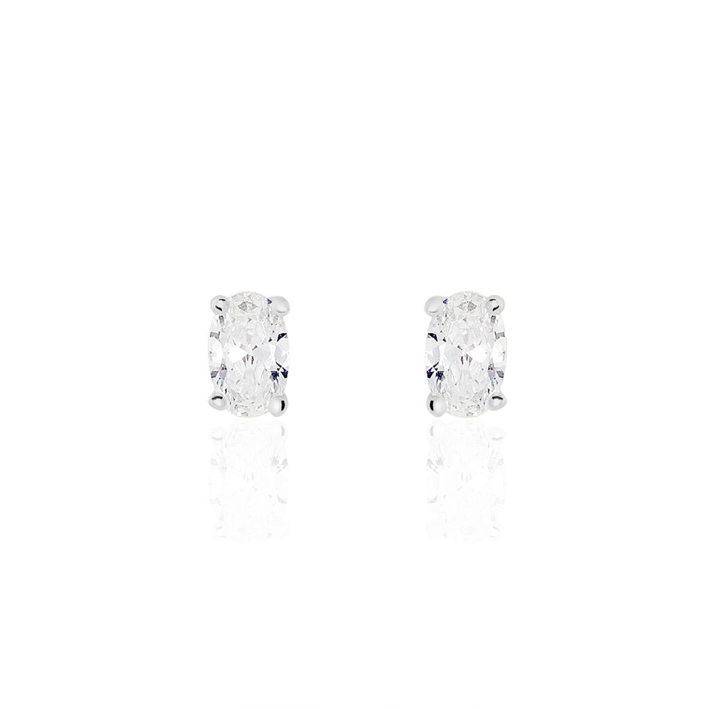Boucles D'oreilles Puces Mathilda Argent Blanc Oxyde De Zirconium