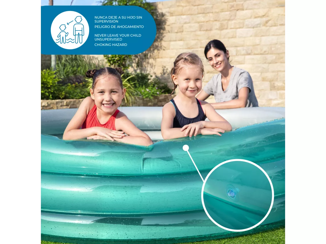 Piscine Gonflable pour Enfants +6 Ans Bestway Play Pool 201x53cm avec 3 Anneaux Gonflables Couleur Bleu Métallisé
