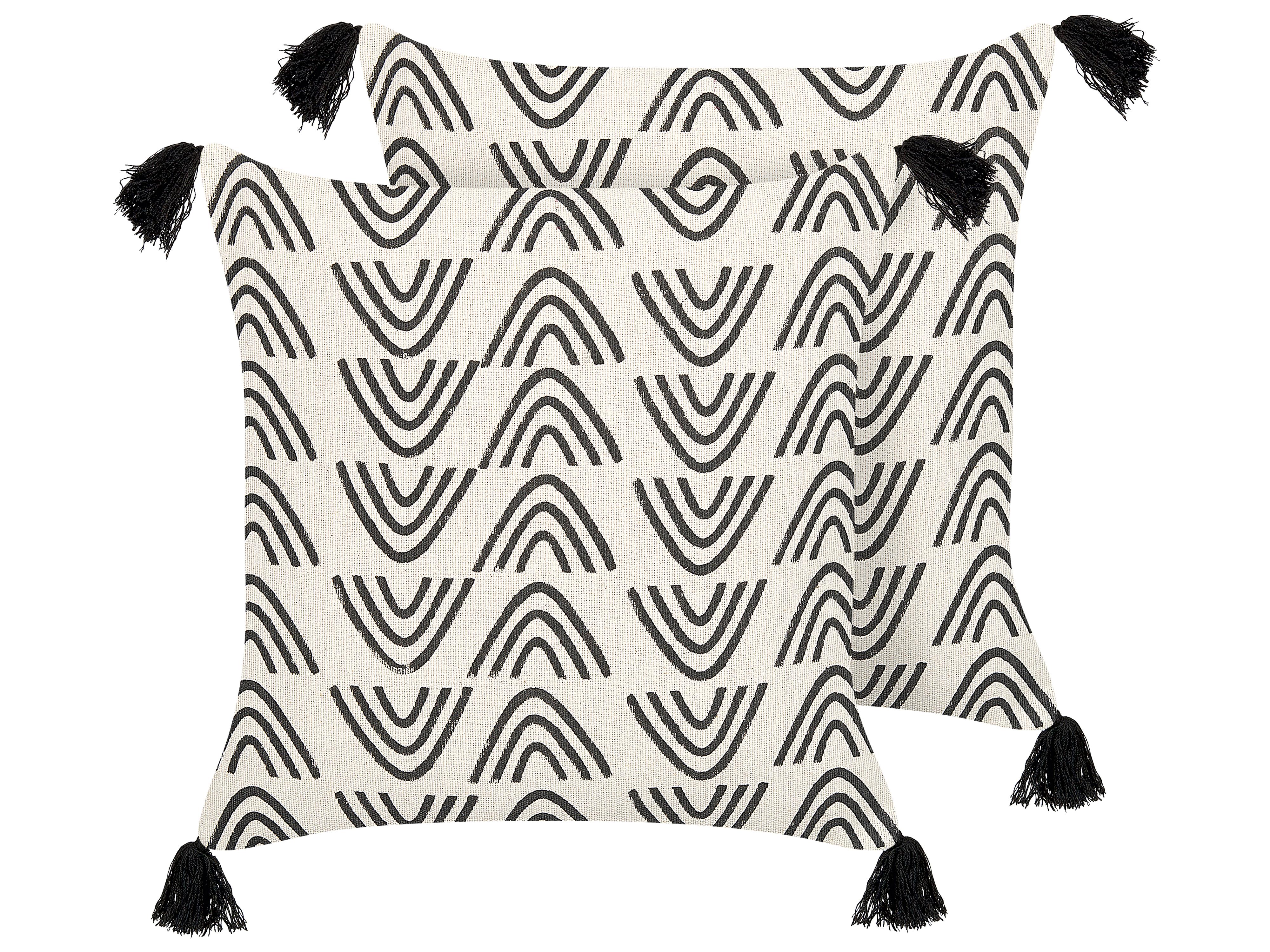 Set van 2 sierkussens MAYS Katoen 45 x 45 cm Wit geometrisch patroon