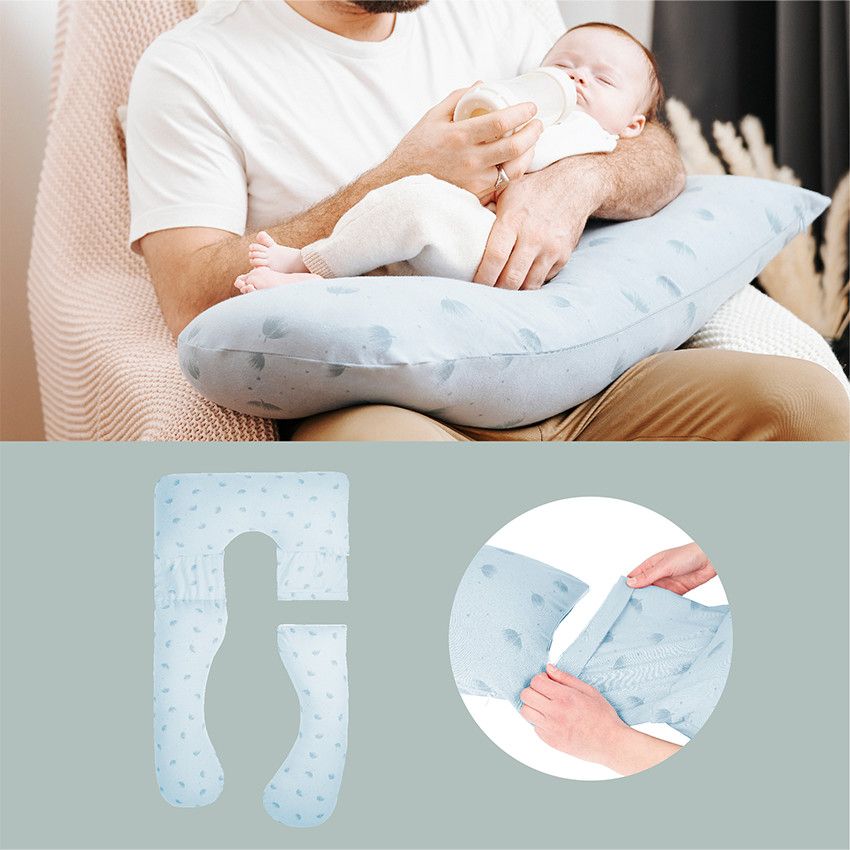 Coussin de maternité B.Love XXL wind bleu - Ecru