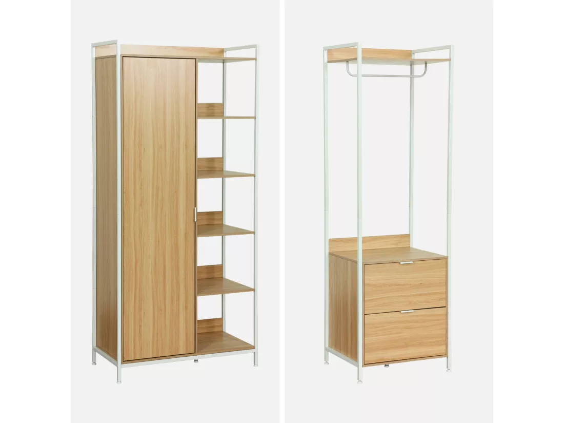Kit dressing modulable blanc avec 4 éléments. L 280 x P 48 x H 190 cm