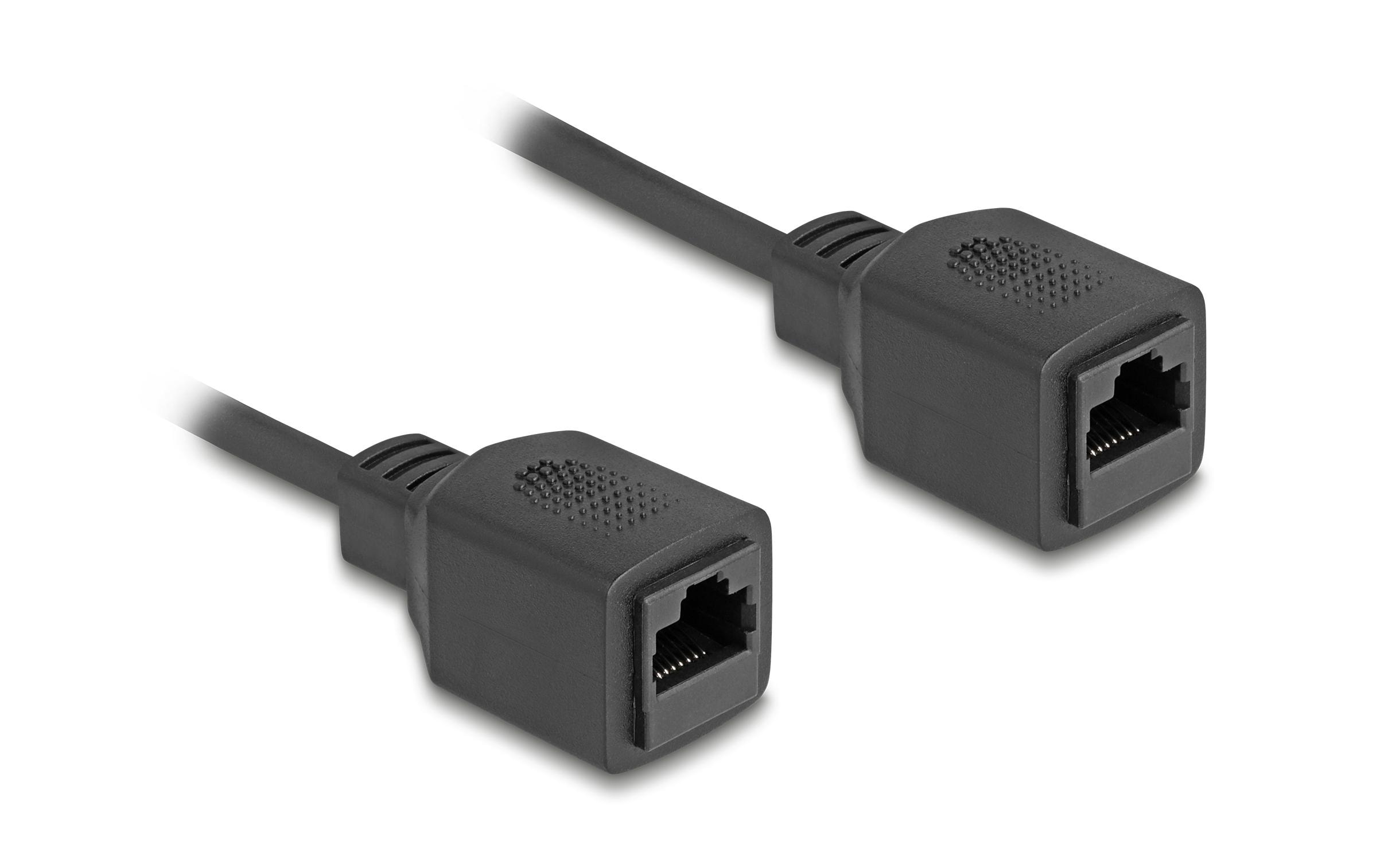 RJ45 Spiralkabel Buchse zu Buchse Cat 5e, UTP, 2 m, SchwarzRJ45 Spiralkabel Buchse zu Buchse Cat.5e UTP 0,8 m bis 2 m schwarz
