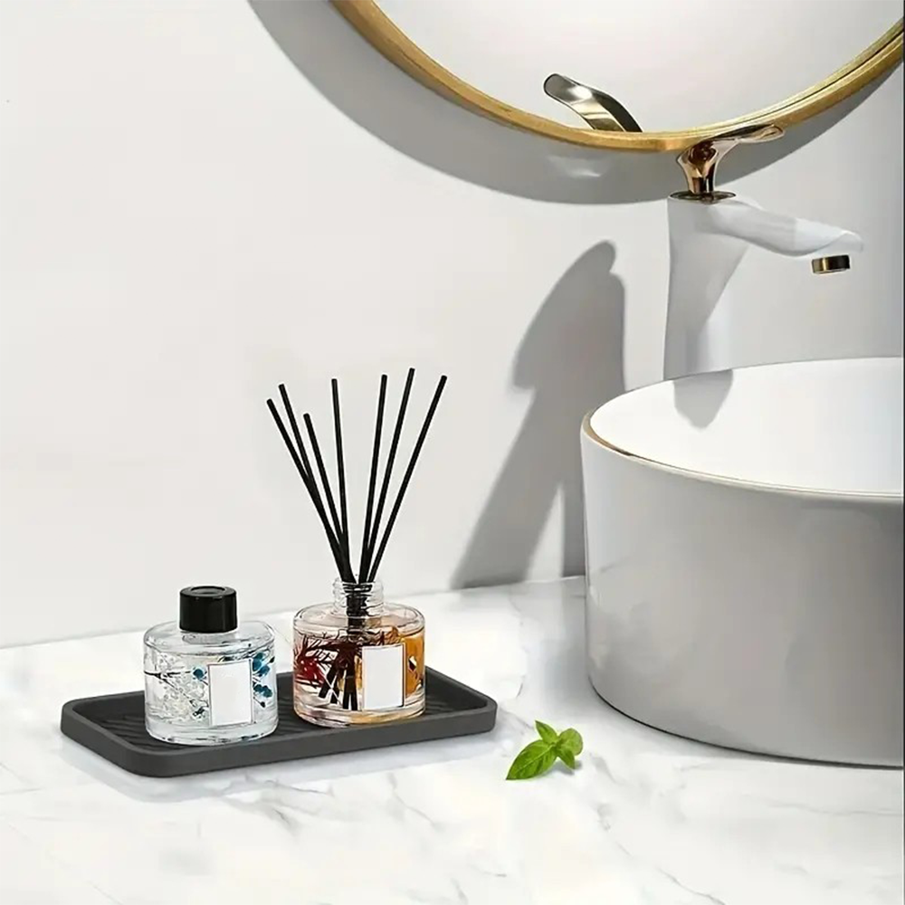 (23x9cm) Silikon Spülbecken Schwamm Unterlage Anti-Rutsch Lavabo Abtropfmatte für Küche / Badezimmer - Grau