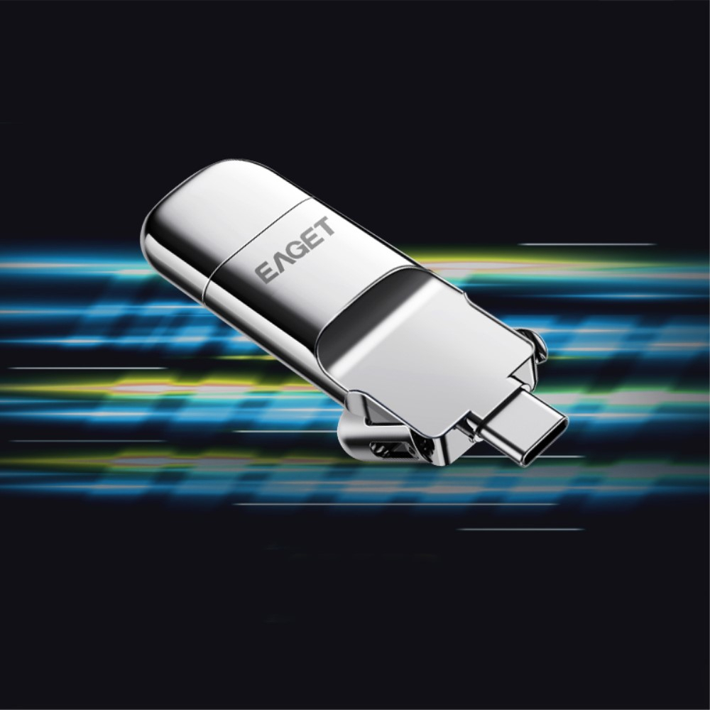 (128GB) USB C / USB 3.1 Speicher Stick Flash Drive mit Verschlüsselung und Backup Funktion (Übertragungsrate 1GB/2s)  - Silber