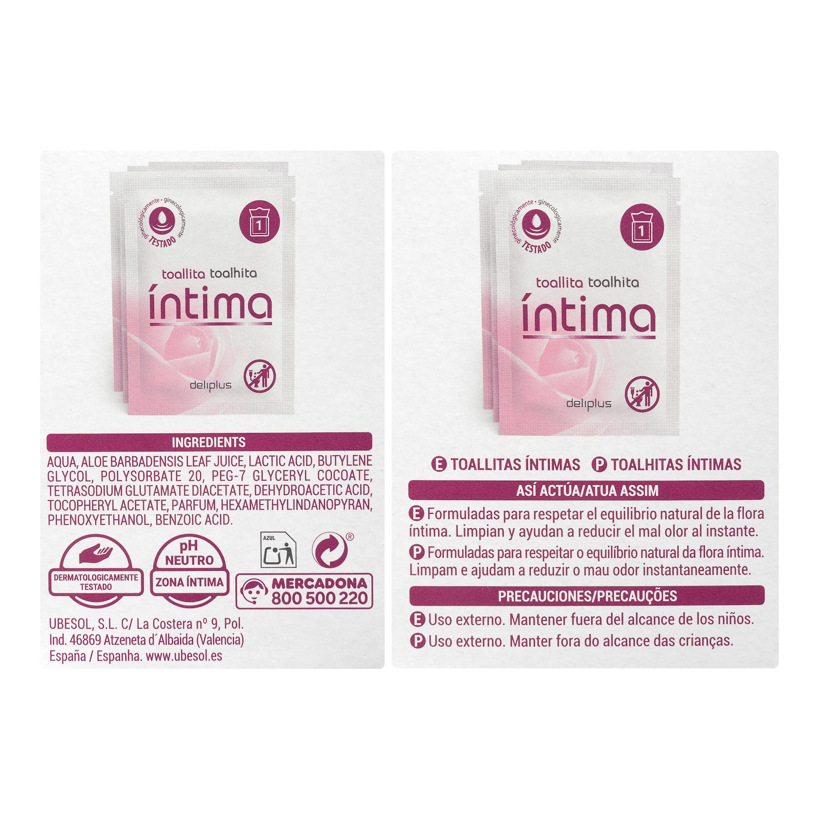 Lingettes intimes unidoses Deliplus