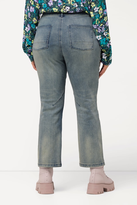 Jeans Mandy, Farbspritzer, Ziernaht, weites Bein