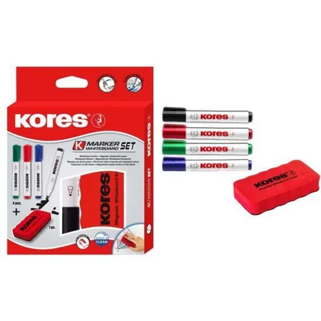 Kores 4 Whiteboard Marker und Tafellöscher, Rundspitze
