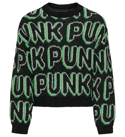 Kids Only Bluse - Strick - KogPunk - Black/Green Bee/Laurel Gree