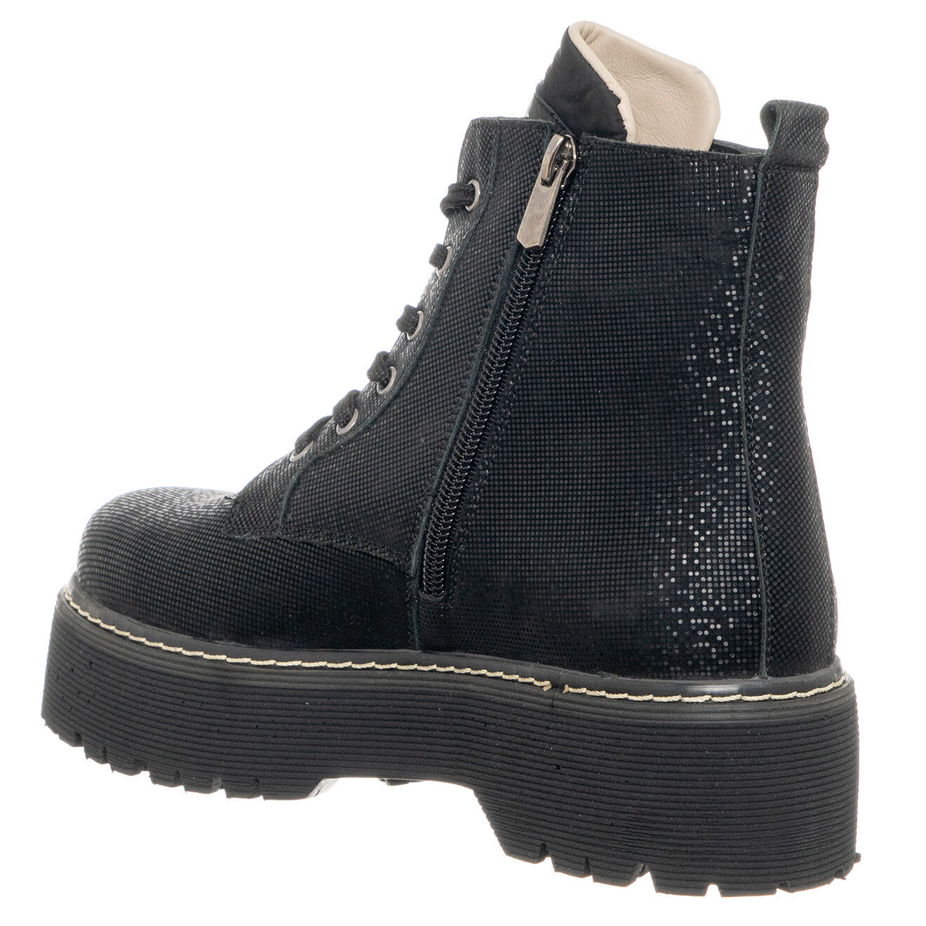 Patrizia Pepe Boots en Cuir Liam irrisées noires - Talon 5 cm