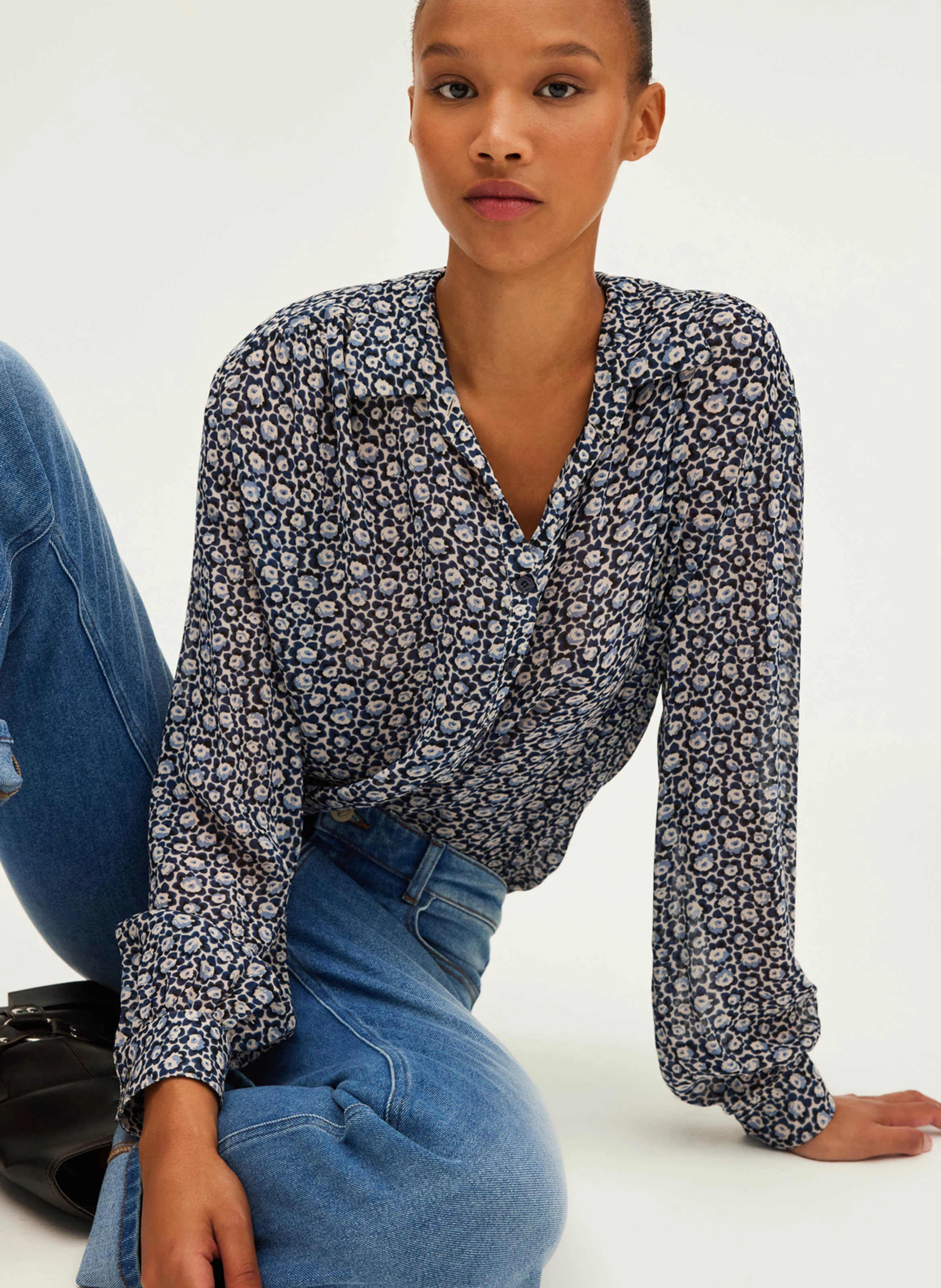 BRAILLE - Chemise ample imprimée| Bleu
