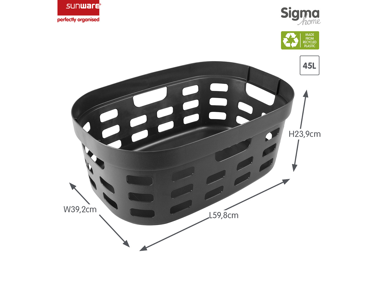 Sunware Sigma home 45 liter Anthracite wasmand - Set van 2