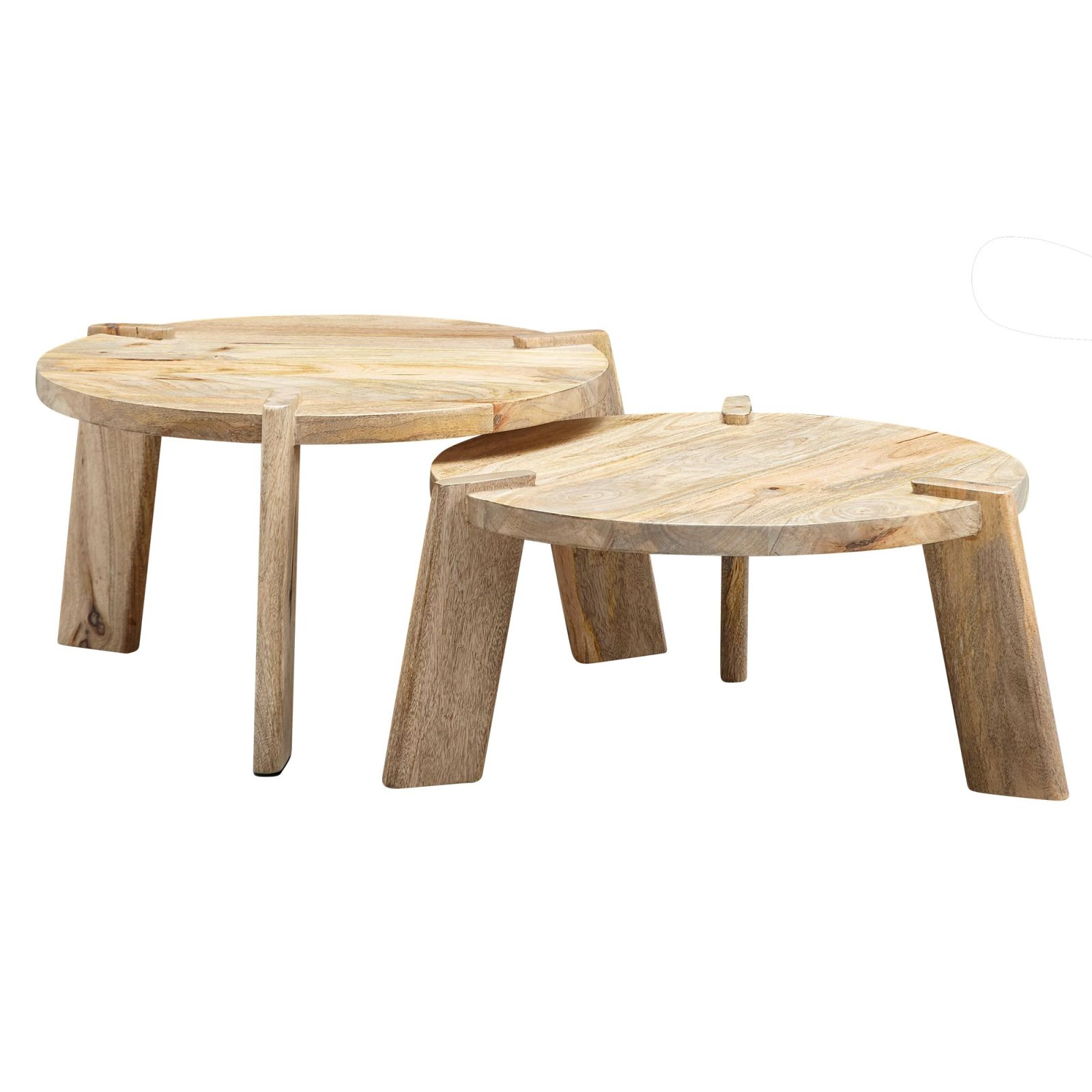 2er-Set Beistelltisch - Mango hellbraun - 53 cm
