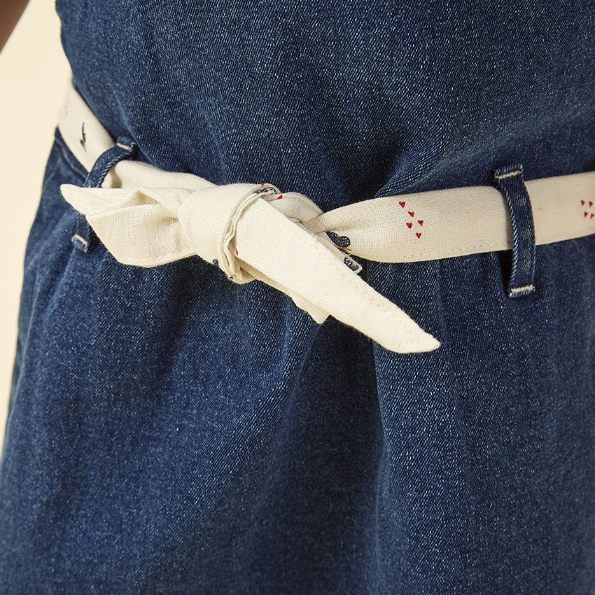 Robe salopette en jean avec ceinture à nouer pour bébé fille - Bleu moyen