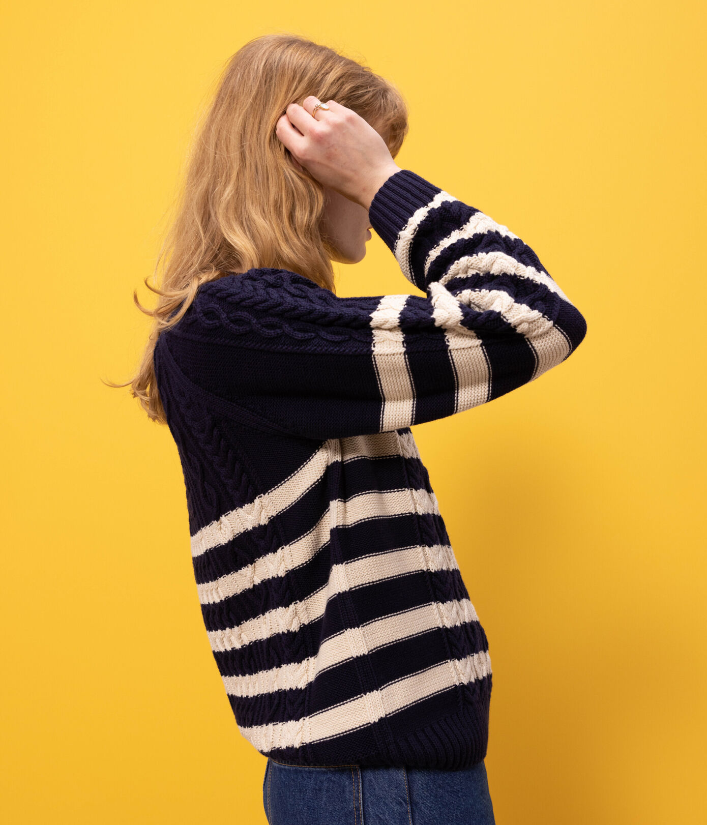Pull irlandais à rayures en coton Femme