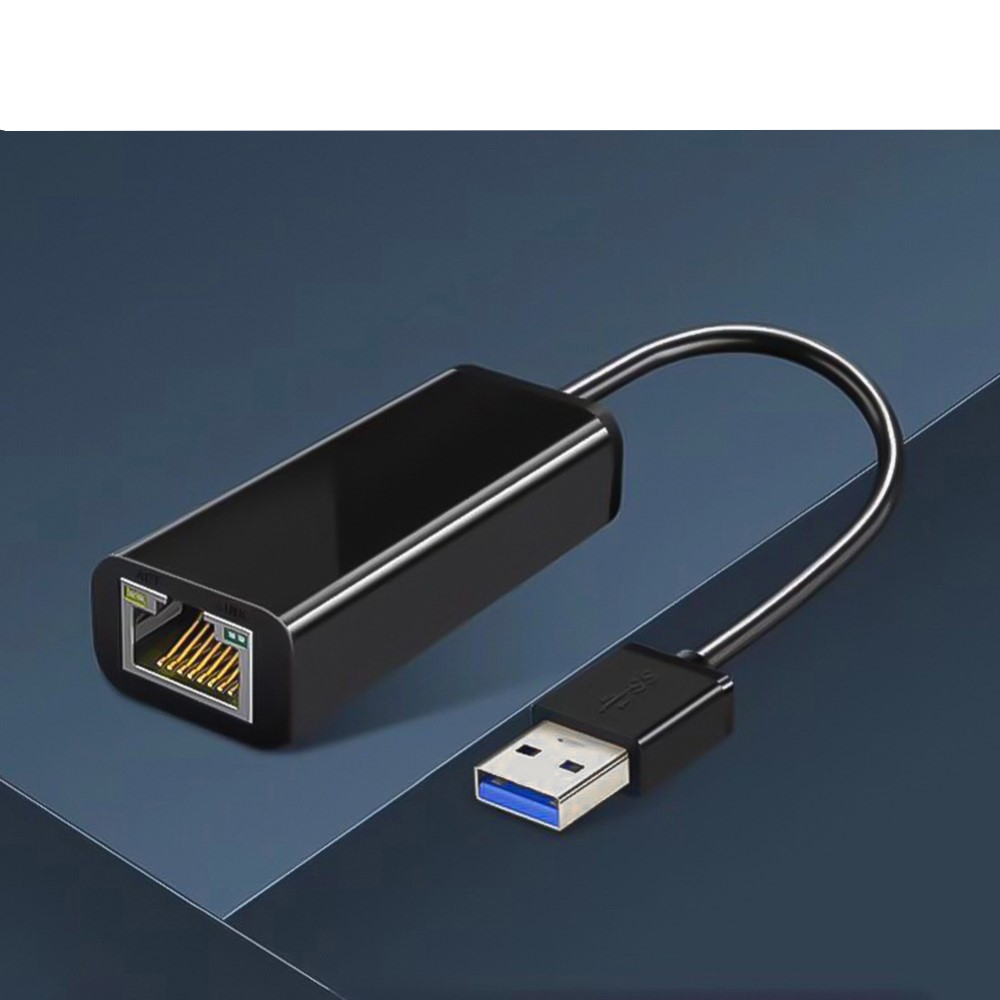 (16cm) USB A auf Gigabit Ethernet LAN RJ45 Netzwerkanschluss Adapter (1000 Mbps) - Schwarz