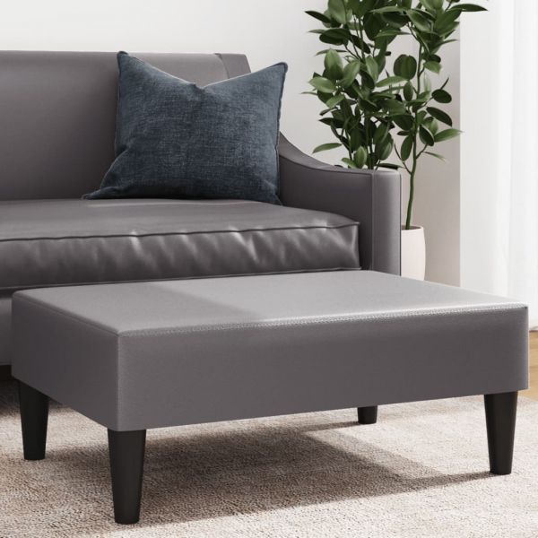 vidaXL Apoio de Pés 77x55x31 cm Couro Artificial Cinza - 3722411433