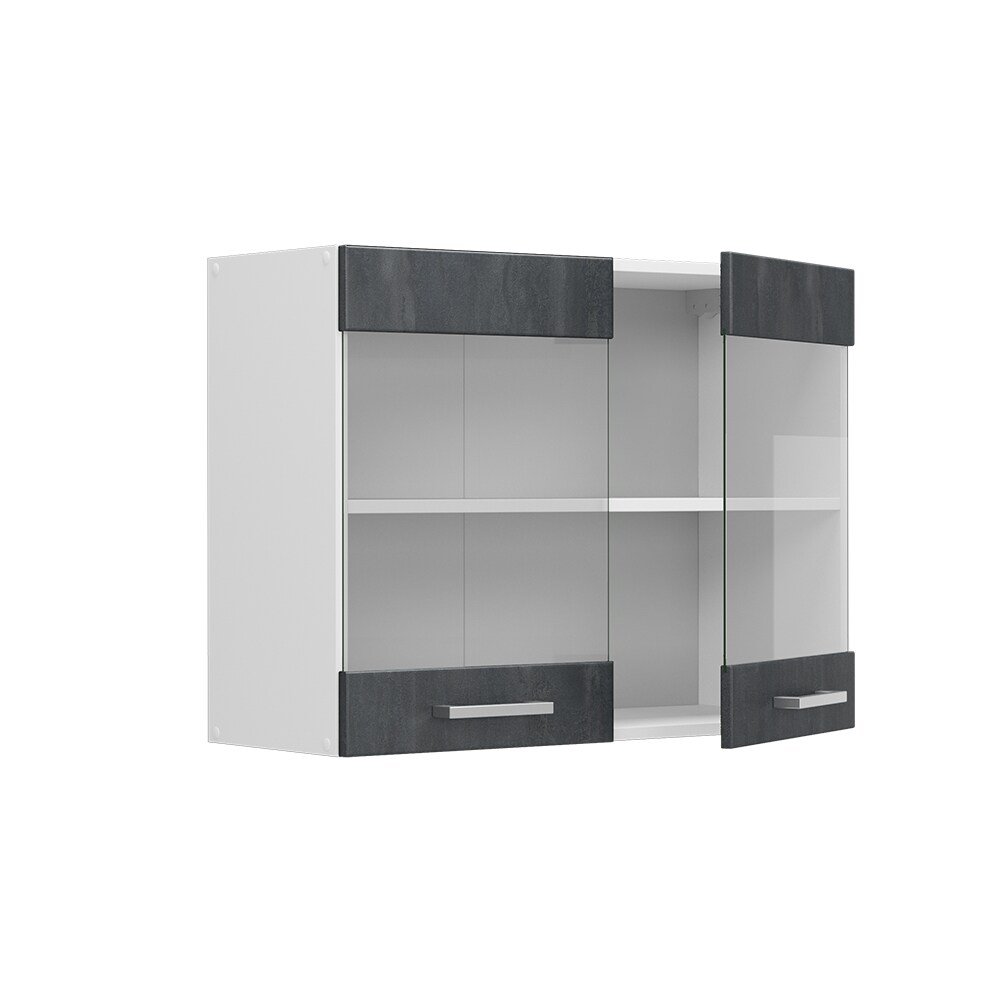 Vicco Hängeglasschrank R-Line Schwarz Beton Weiß 80 cm