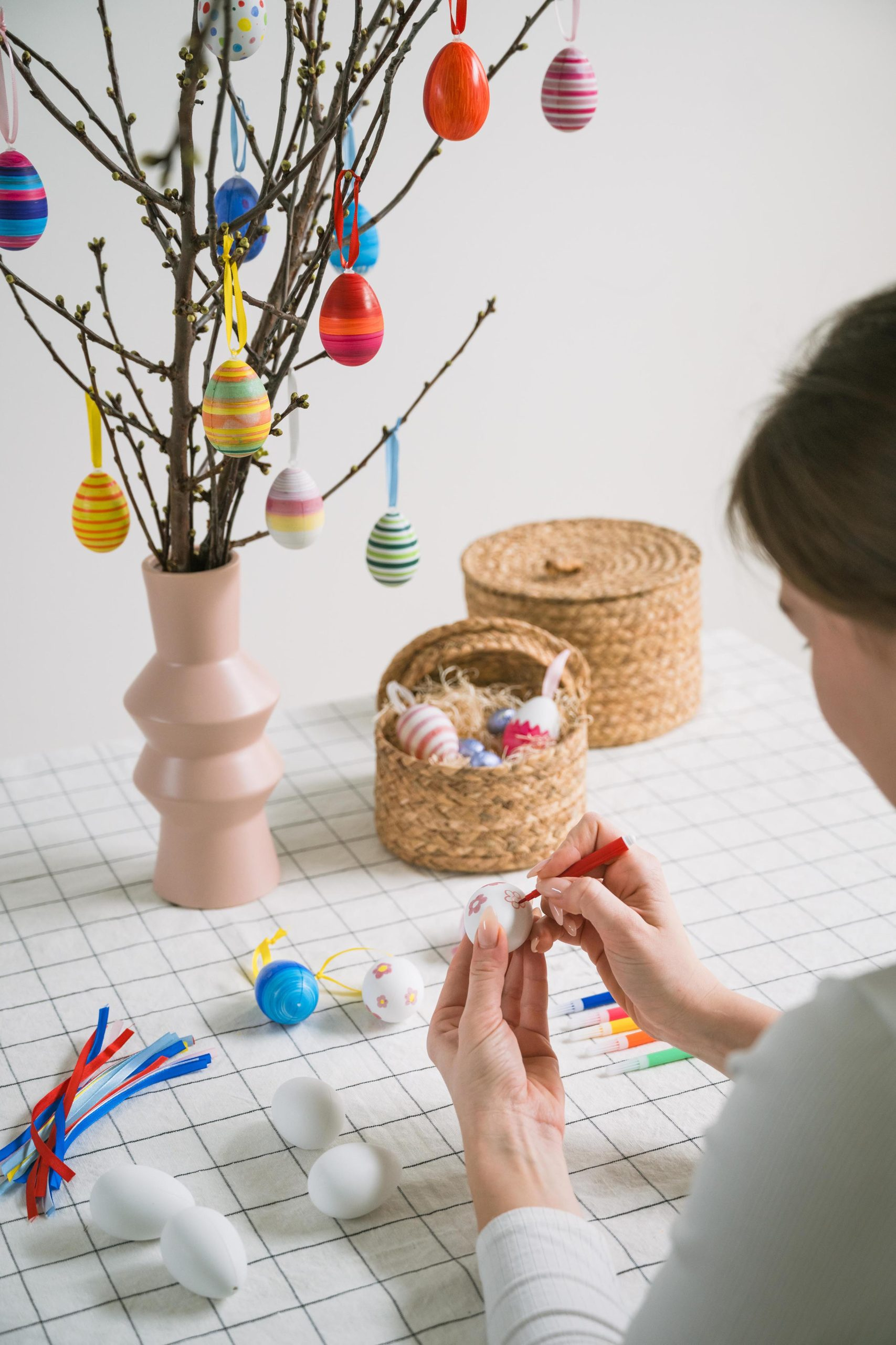 (156-tlg. Set) Bastel Ostereier do it yourself Deko für Ostern mit Aufhängeband   Stifte