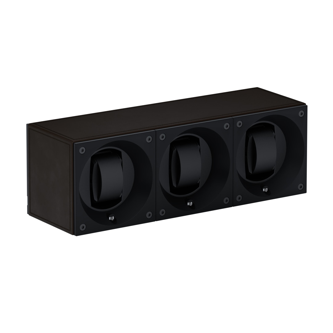 SwissKubik Masterbox Leder Dunkelbraun - 3 Uhren