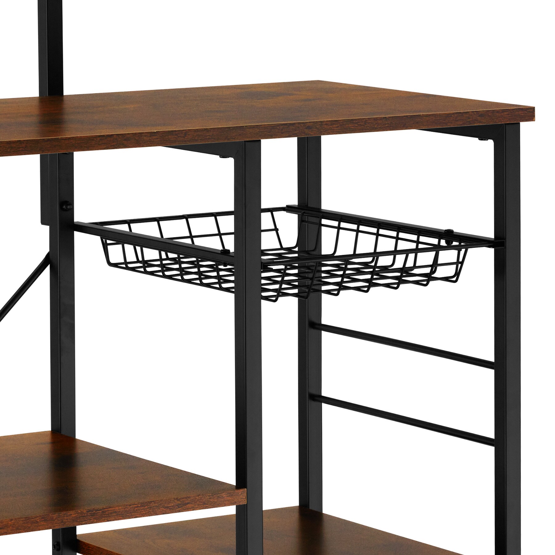 tectake® Küchenregal, Industrial Style, 6 Ablagen und ausziehbarer Gitterkorb, 90 x 40 x 131,5 cm
