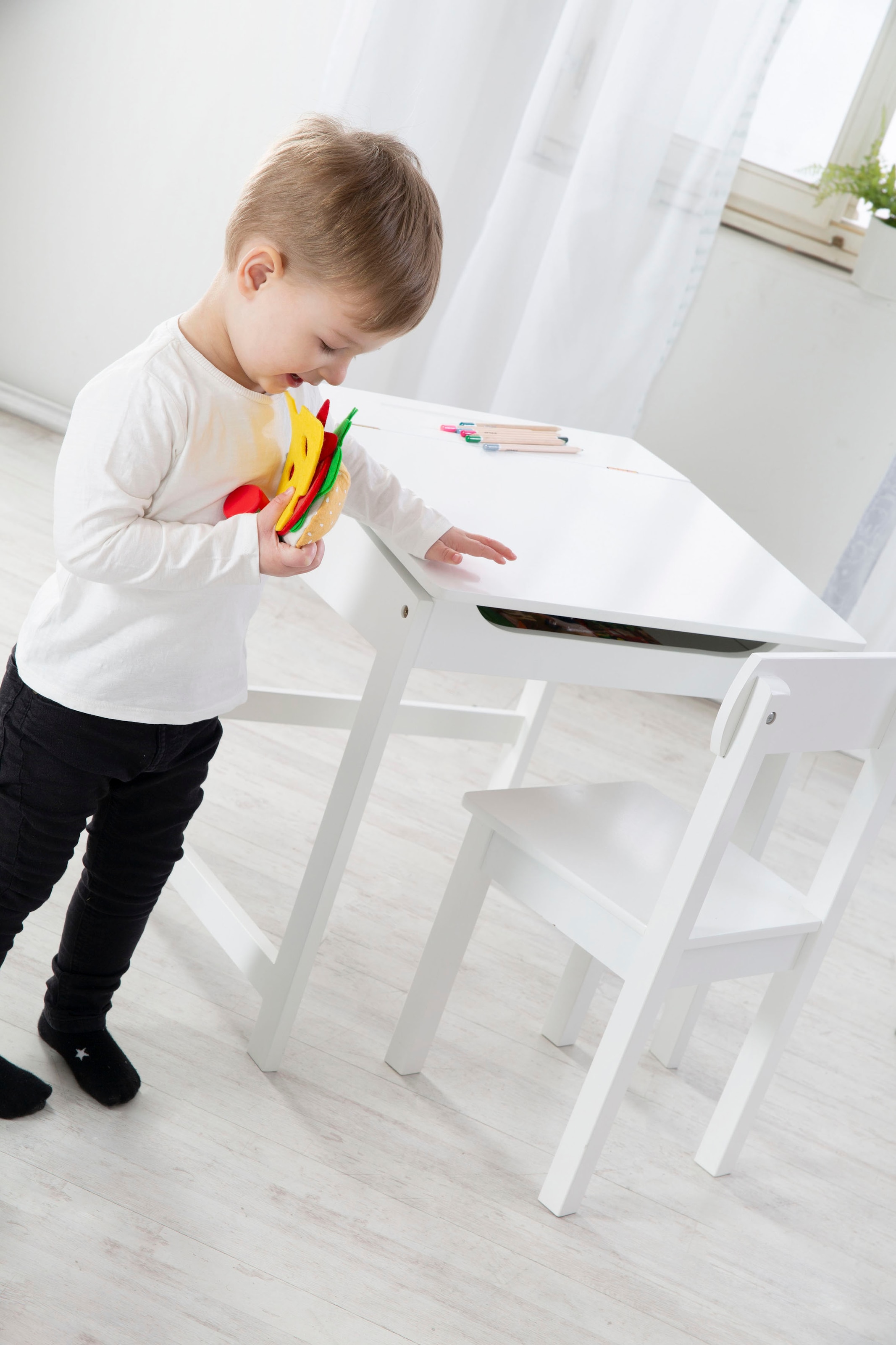 roba® Kinderschreibtisch »Schulpult, weiss« inkluisve Stuhl