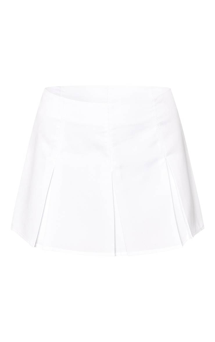 Blanc Jupe-short Patineuse Tissée Ajustée À Plis Creux