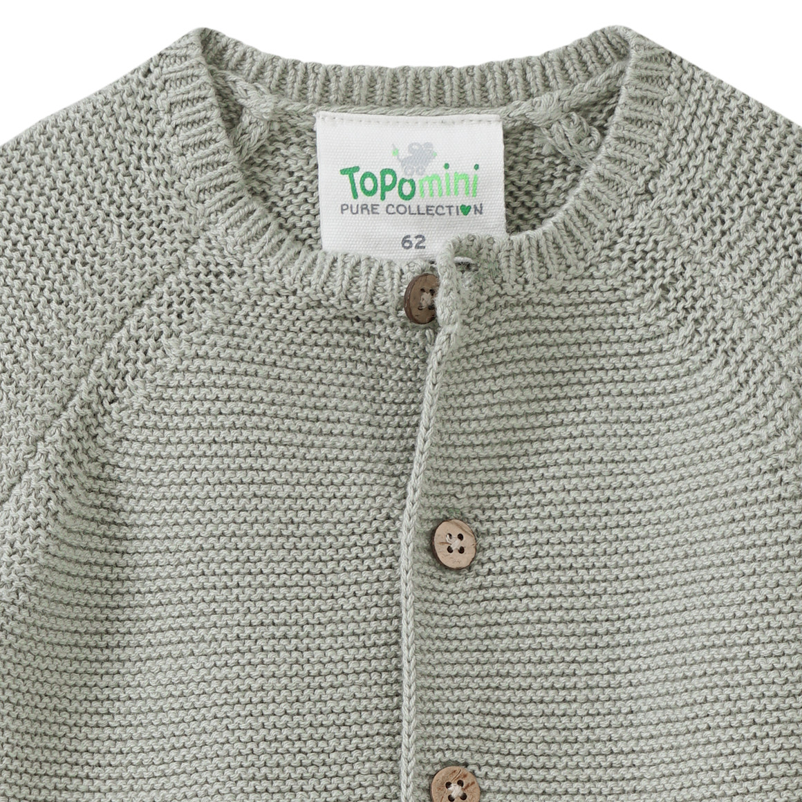 Topomini Pure Collection Newborn Strickjacke mit Knopfleiste schilfgrün