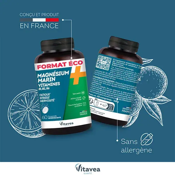 Vitavea Magnésio + Vitaminas B1, B2, B6 para Fadiga - Embalagem Ecológica com 60 comprimidos