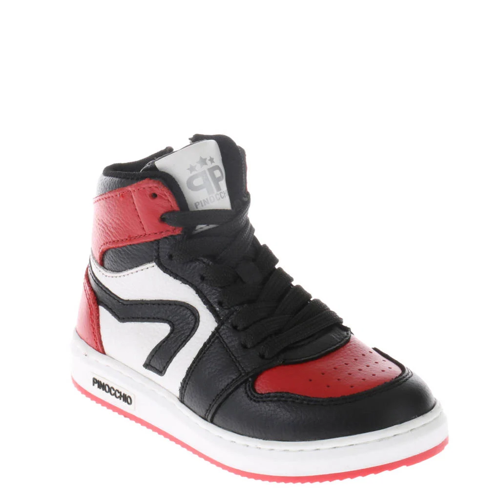 Hip leren sneakers rood/zwart/wit