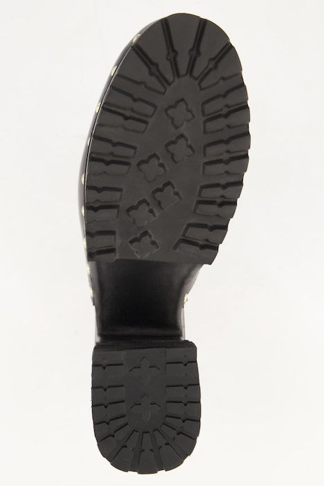 Leder-Clogs, echtes Leder, goldene Nieten, Plateausohle, Weite H