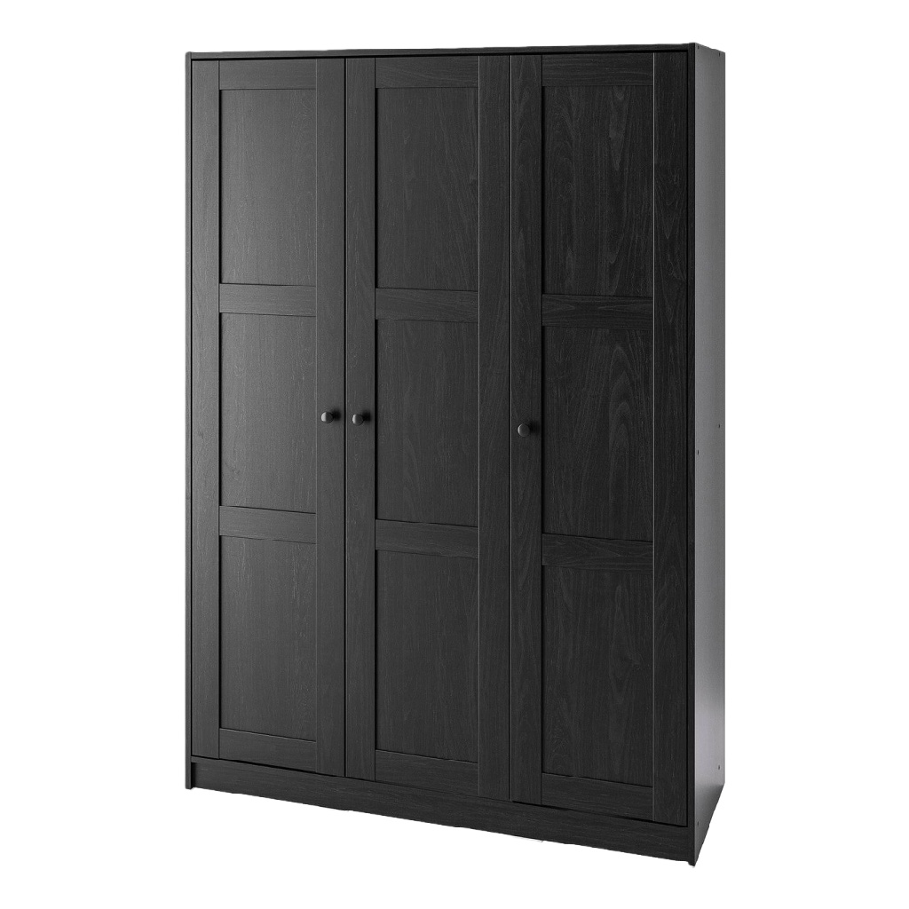 Armoire noire à trois portes – penderie moderne en bois foncé