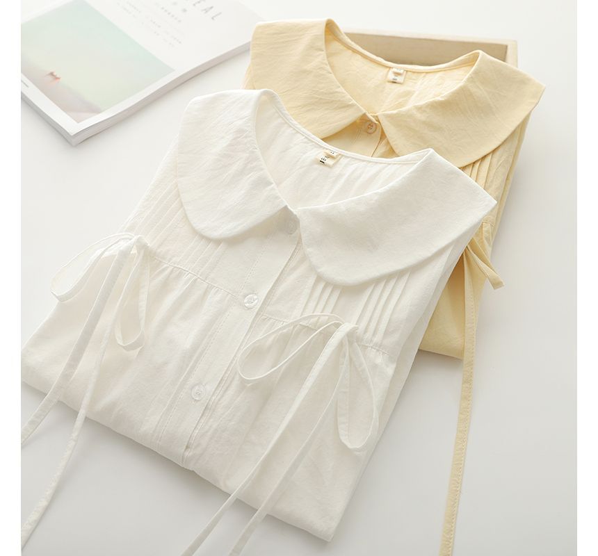 PANDAGO - Babydoll-blouse met korte mouwen en effen kleur
