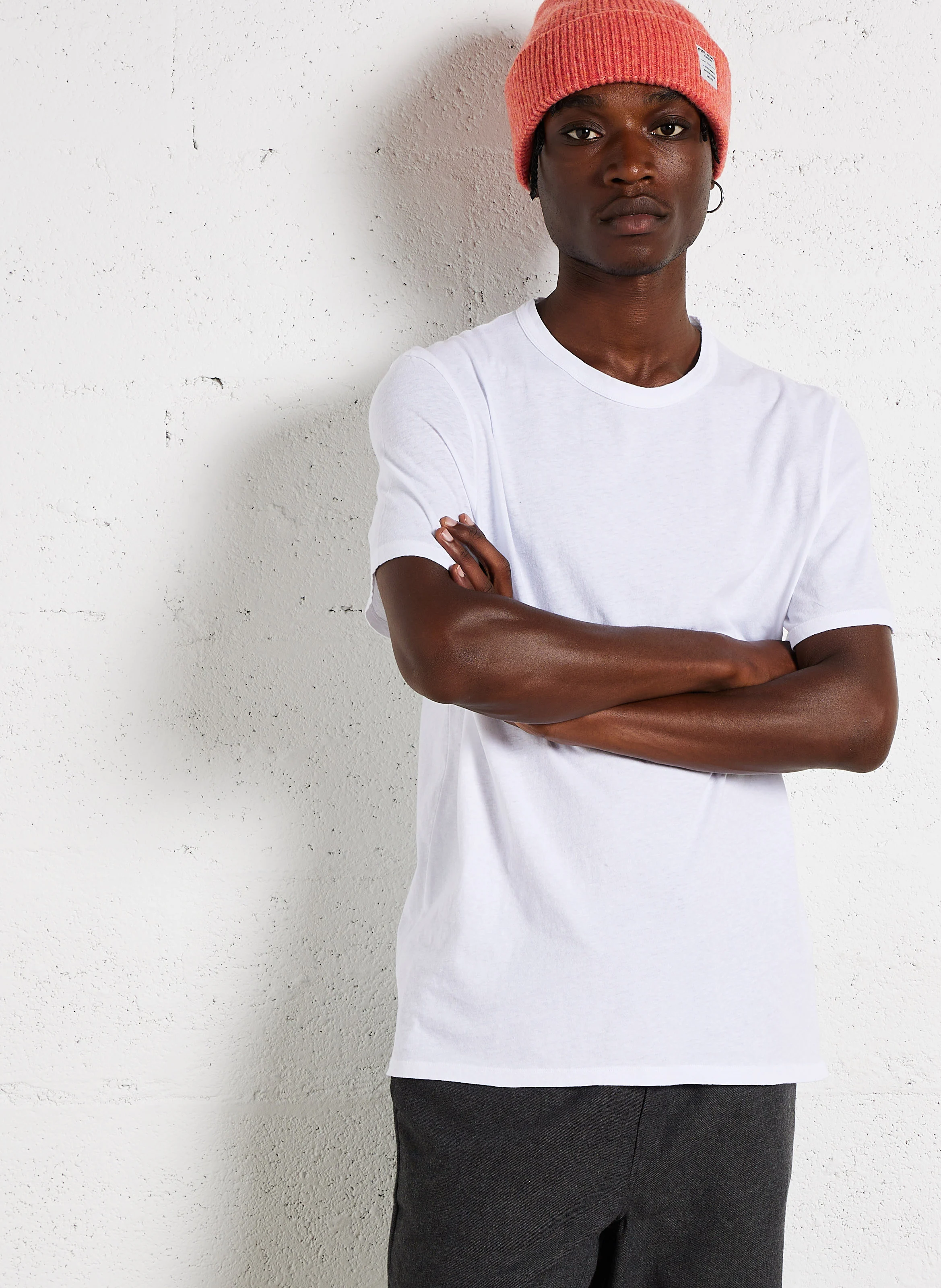 FAKOBAY - Tee-shirt col rond regular fit en coton | Blanc