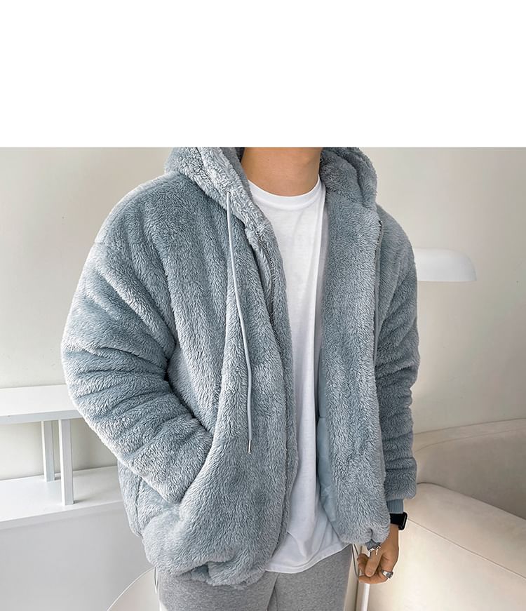 MRCYC - Effen hoodie met rits en pluizige textuur
