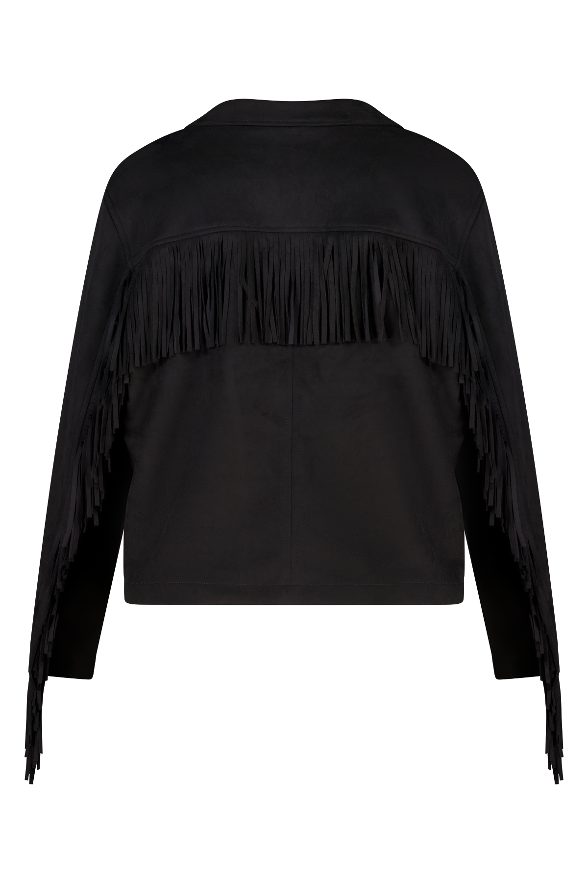 Suèdine jacket met franjes Zwart