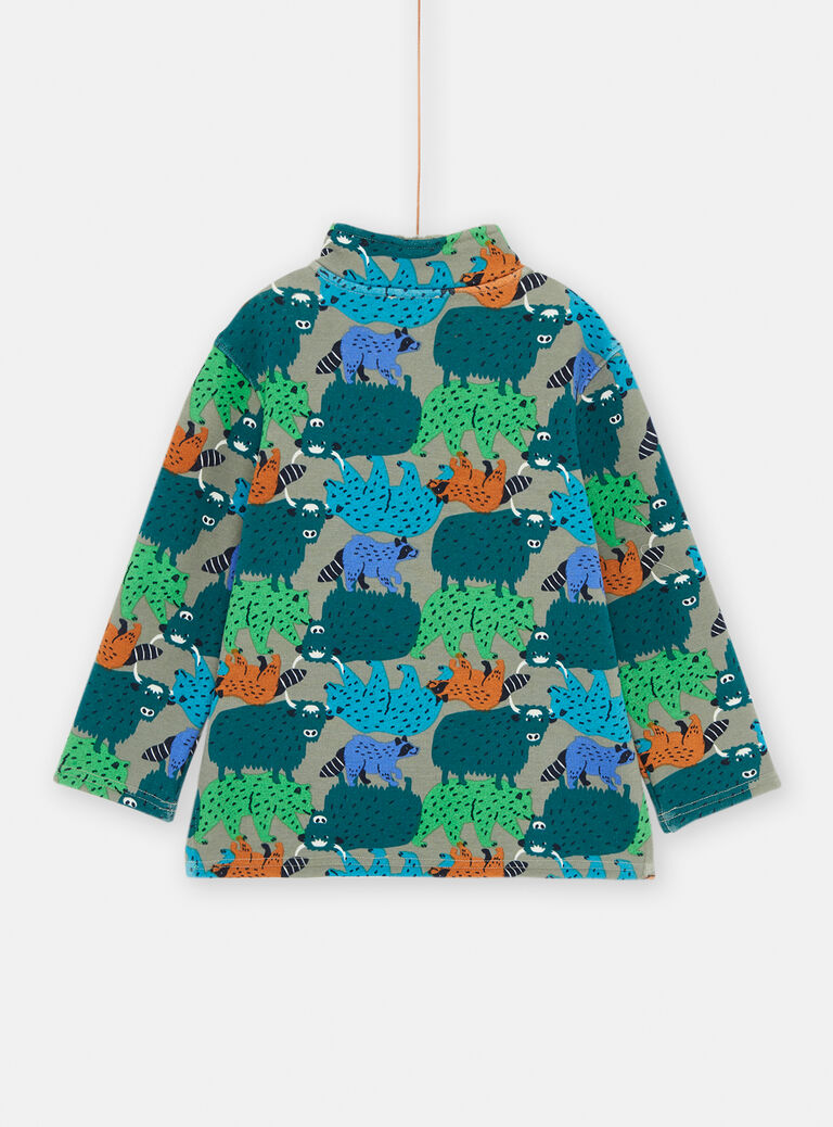 Sweat vert de gris à imprimé animalier pour garçon